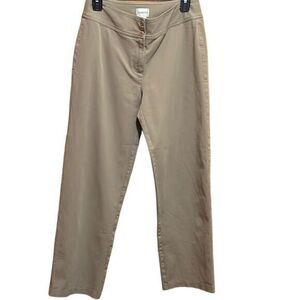 Chico’s womens pants Sz 4‎ high rise straight leg zipper button closure dark tan